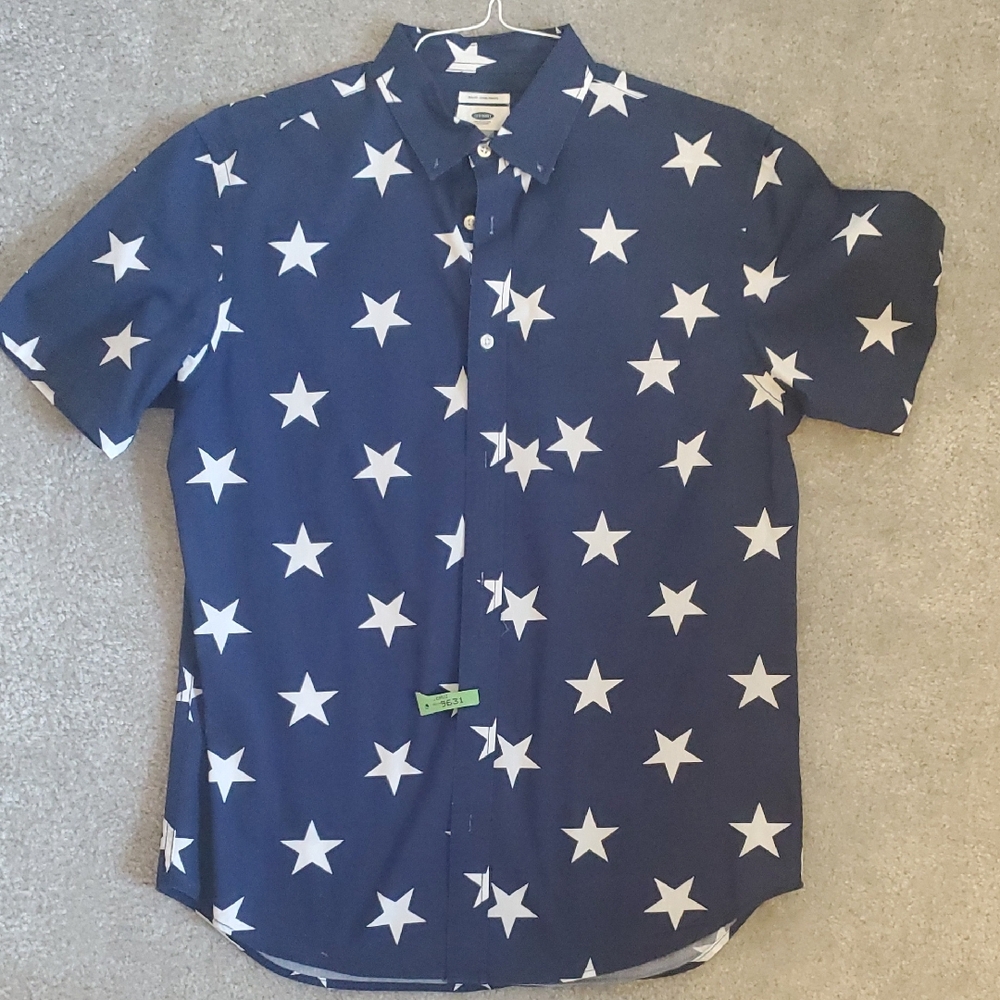 Old Navy Men's Blue Star Print Shirt Slim Fit